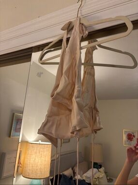 Women's Satin Halter Top in Blush - Zara